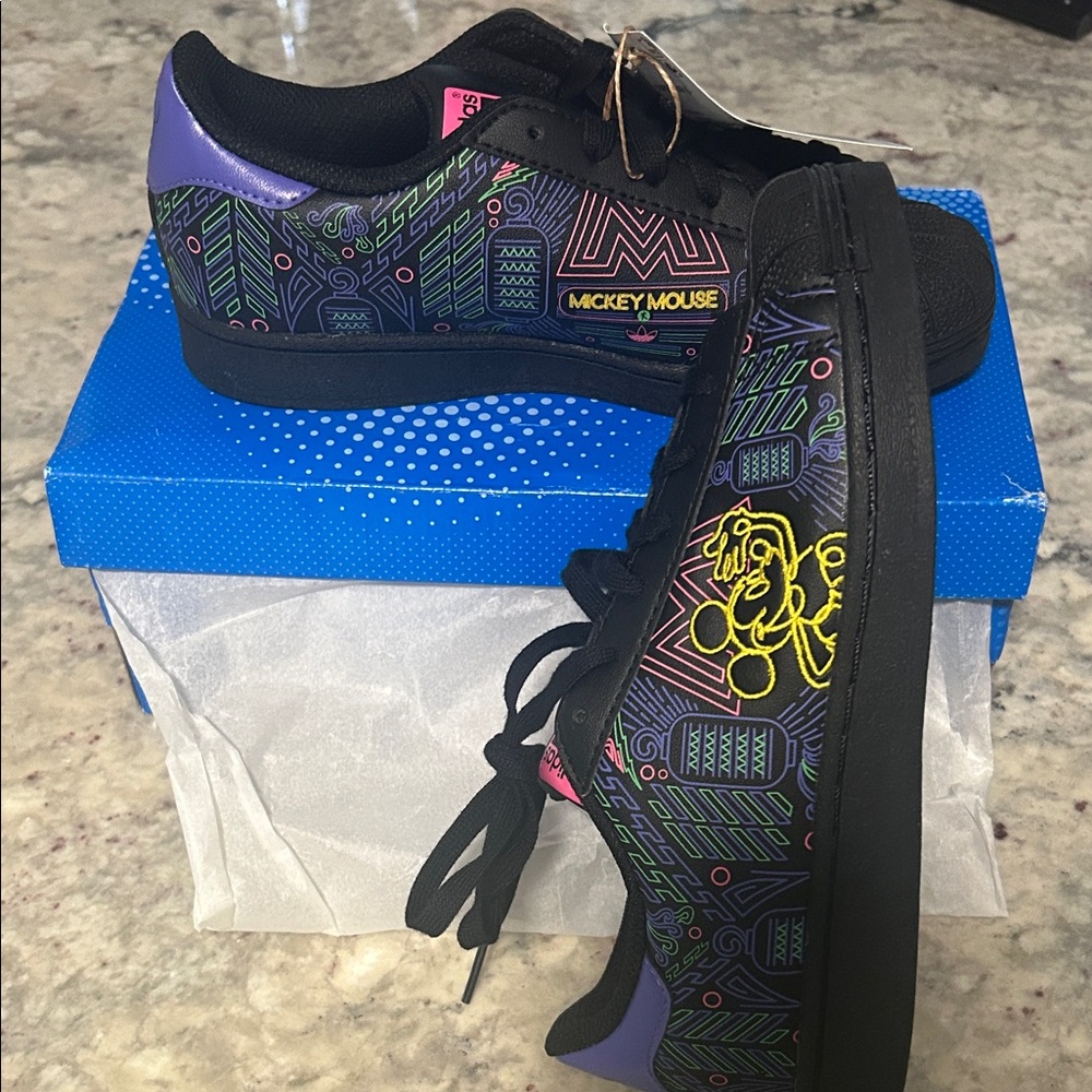 Adidas Disney Black and Purple Kids Sneakers